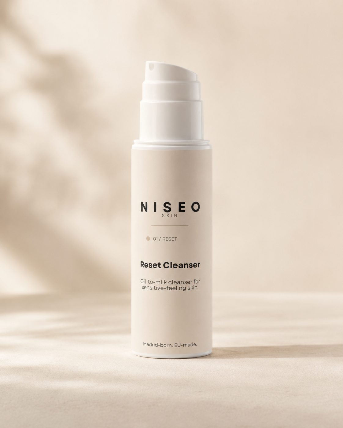 NISEO Reset Cleanser — oil-to-milk cleanser bottle, 150 ml